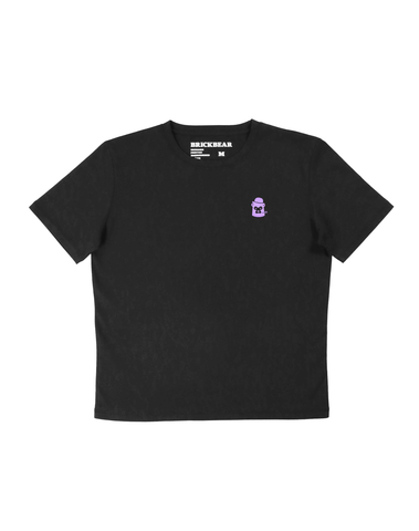 Ladies Black T-Shirt - Lavender Bear